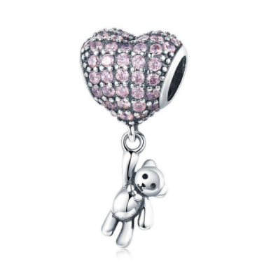 تعليقة charms تيدي بير بندوررا للاساور والسلاسل من الفضة الانجليزي المطلي روديوم