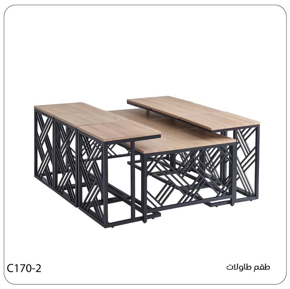  طقم طاولات بتصميم هندسي من 7 قطع بعدة ألوان 