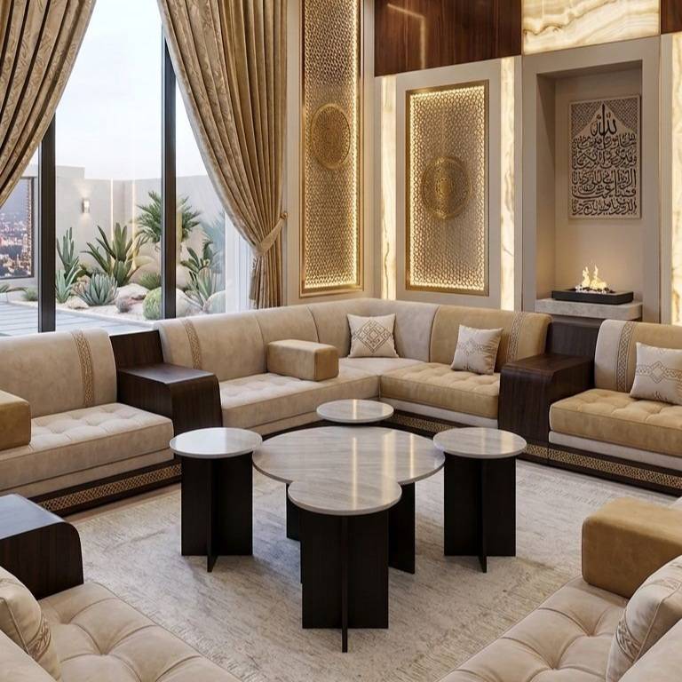  طقم طاولات قهوة فاخر متعدد الألوان بديل الرخام 