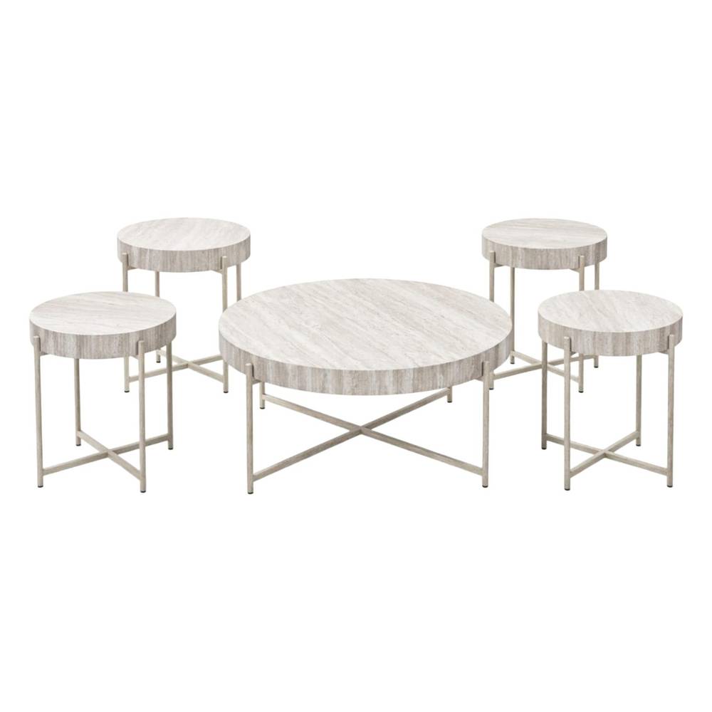  Modern Multi-Color Round Table Set 5 Pieces (4+1) 