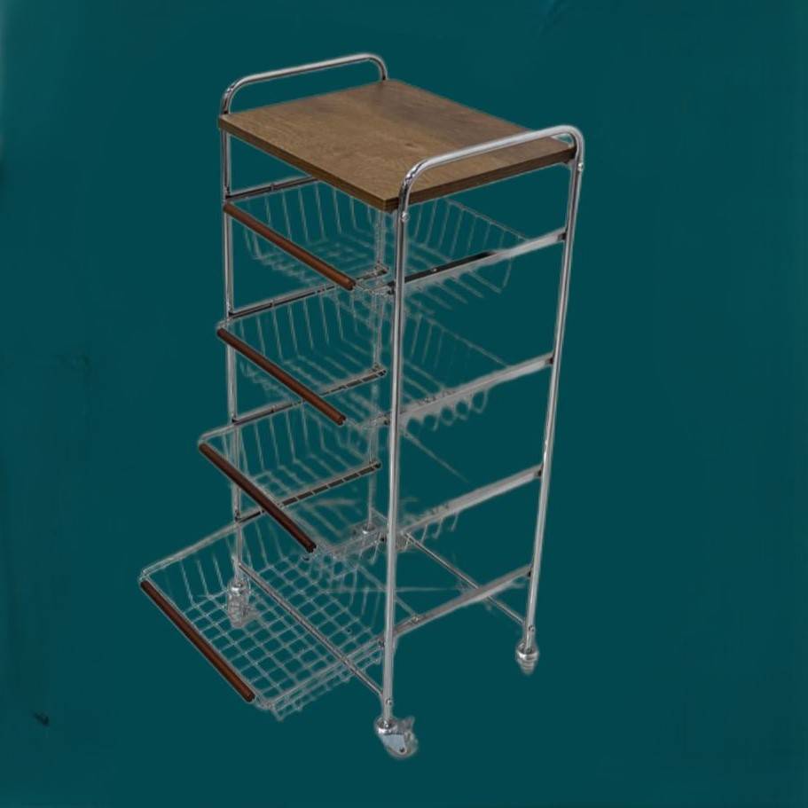  Slim Multi Basket Kitchen Storage Trolley with Top Shelf 
