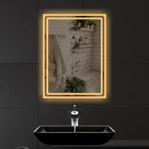 مراية مستطيلة  مضيئة ثلاثة الوان LED 50X70CM