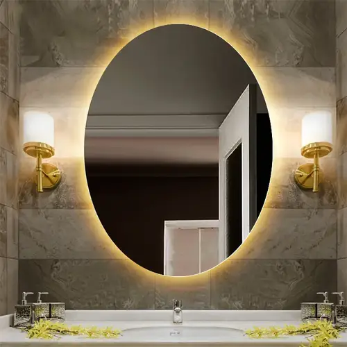 مراية بيضاوي ثلاثة الوان مقاس  LED 80X60 CM