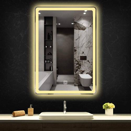 مراية مستطيلة  مضيئة ثلاثة الوان LED 50X70CM