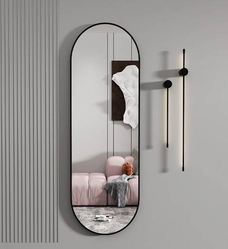 مرآة حمام LED  مضيئة ايطار اسود مقاس 120X60 سم
