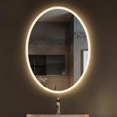 مراية بيضاوية مضيئة ثلاثة الوان LED 50X70CM