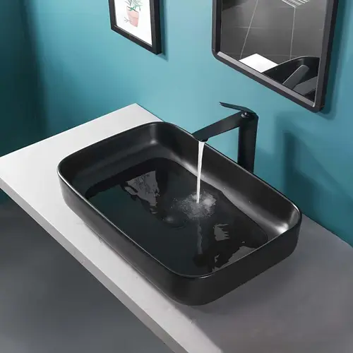 حوض مغسلة خارجي اسود مستطيل 60x34 سم