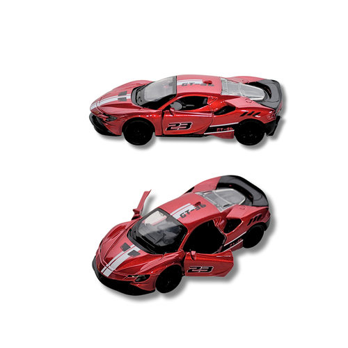 Die Cast Metal Sports Toy Car  Racing Car Model for Kids 3 Battery Operated  red and White