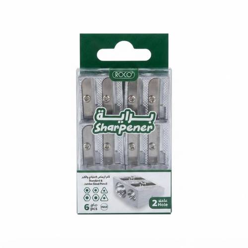  Roco Double Hole Metal Pencil Sharpener - Silver