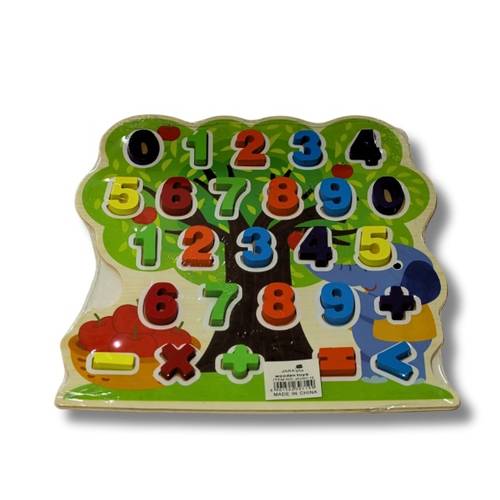 Interactive Wooden English Numbers and Math Puzzle Tree Design Suitable for Ages 3 Years and Above