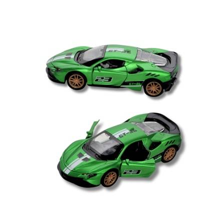Die Cast Metal Sports Toy Car  Racing Car Model for Kids 3 Battery Operated  Green & White