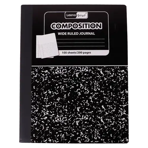 دفتر ملاحظات 200 صفحة - Leeno Composition –  مسطر عريض – مع مساحة للرسم – مناسب للمدارس