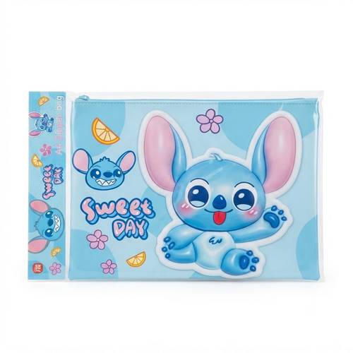 Premium A4 Leather Document Organizer with Zipper & Handle – Cute Blue Bunny Design