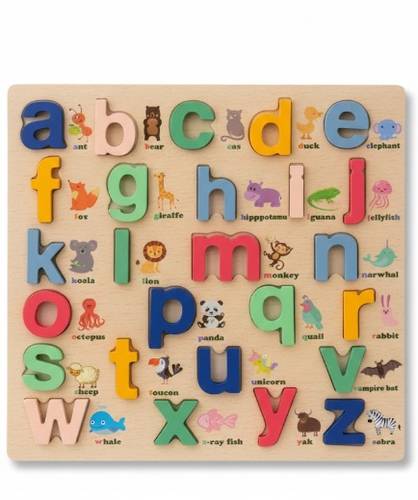 English Alphabet Puzzle for Kids Educational Wooden Design for Learning ABC and Words Suitable for Ages 3 Years and Above