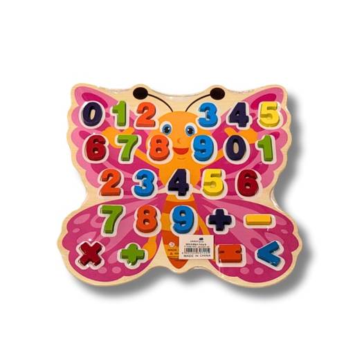 Interactive Wooden English Numbers and Math Puzzle Butterfly Design Suitable for Ages 3 Years and Above