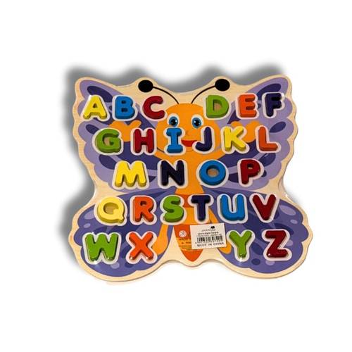 Interactive Wooden English Alphabet Puzzle Butterfly Design Suitable for Ages 3 Years and Above