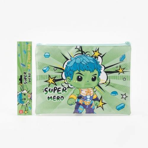 Premium Superhero A4 Leather Document Organizer Padfolio with Zipper
