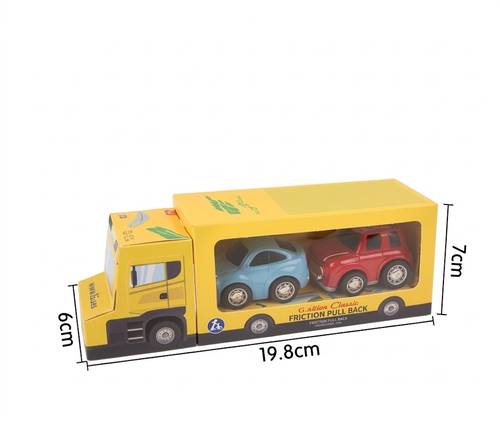 Cardboard Car Transport Truck with 2 Mini Toy Cars for Kids 3+