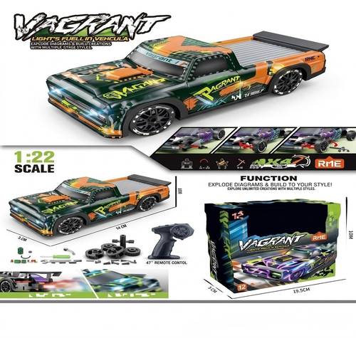 Fast Drift Car Set 2.4G with LED Lights&Spray Effect Includes Remote Control Rechargeable Battery & 4 Spare Tires  Suitable for Ages 6+