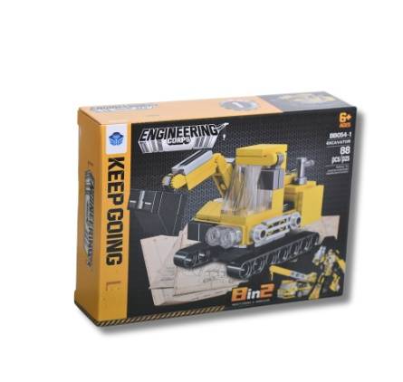 2 in 1 Excavator Construction Building Set – 88 PCS – STEM Toy for Kids Ages 6+