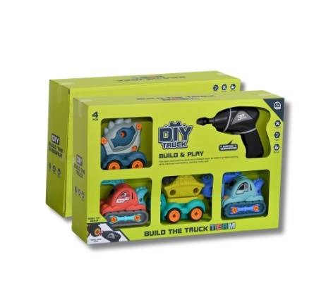 DIY Truck Assembly Toy Set with Electric Screwdriver Build  Play Multiple Vehicle Designs
