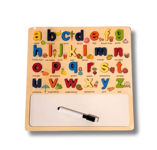 Wooden English Alphabet Board with Erasable Writing Board for Developing Language Skills Suitable for Ages 3 Years and Above