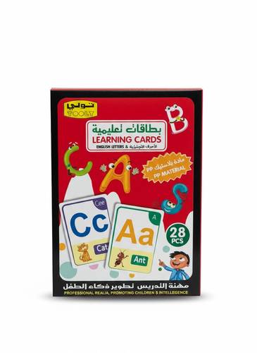 English Alphabet Learning Flash Cards 28 Pieces by Toli Plastic Water and Tear Resistant for Learning Letters and Vocabulary Suitable for Ages 3 Years and Above