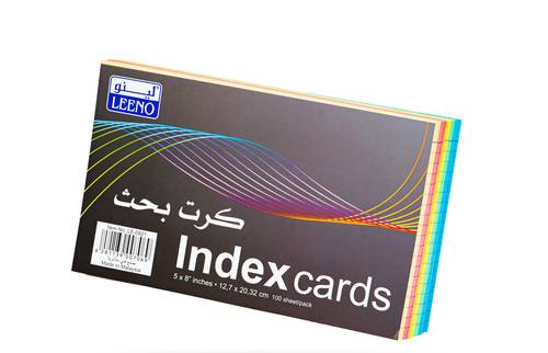 كرت بحث ملون 100 ورقه كبير 5*8
