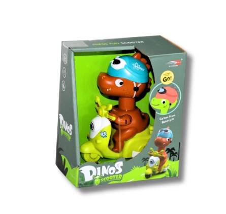 Dinosaur Scooter Toy with Movable Joints – Press & Ride brown