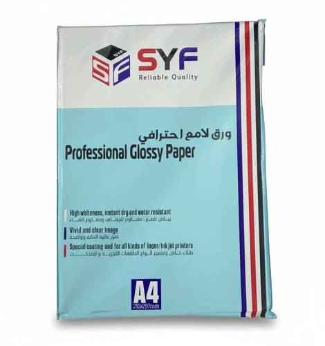 ورق  لامع SYF احترافي مقاس 135 جرام 50 ورقة A4- بياض ناصع ومقاوم للماء