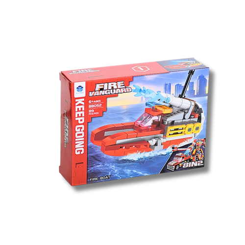 Fire Rescue Ship Vehicle Building Set 89 Pieces Improves Building Skills Suitable for Ages 6+