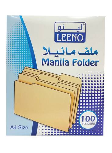LEENO Manila Folder A4 Size - Pack of 100 Folders