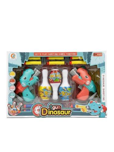 Dual Dinosaur Shooting Set  Soft Dart Blasters with Bowling Targets Suitable for Ages 8+