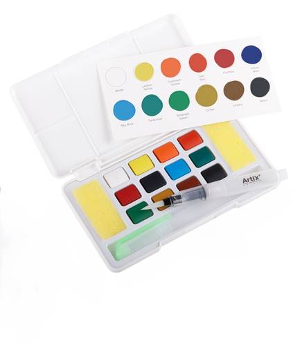Artix Paints Travel Watercolor Set - 12 Colors with Water Brush