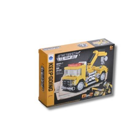 Construction Crane Truck Building Set 84 Pieces 2 in 1 Suitable for Ages 6+