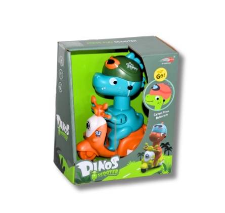 Dinosaur Scooter Toy with Movable Joints – Press & Ride blue