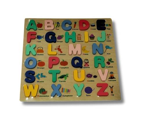 English Alphabet Puzzle for Kids Educational Wooden Design for Learning ABC and Words Suitable for Ages 3 Years and Above