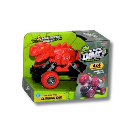 Dinosaur Climbing Car Toy – 4x4 Friction Power – Off-Road Wheels – Kids 3+ RED