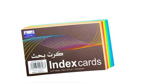 كرت بحث ملون 100 ورقة صغير 3*5