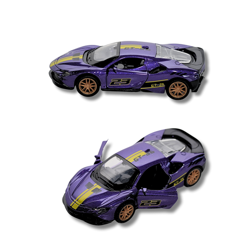 Die Cast Metal Sports Toy Car  Racing Car Model for Kids 3 Battery Operated  Purple & Yellow