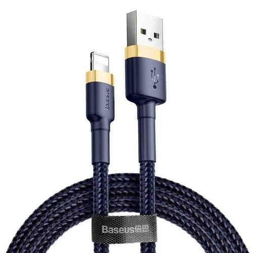 كابل ايفون USB قماش أزرق غامق بيسوس