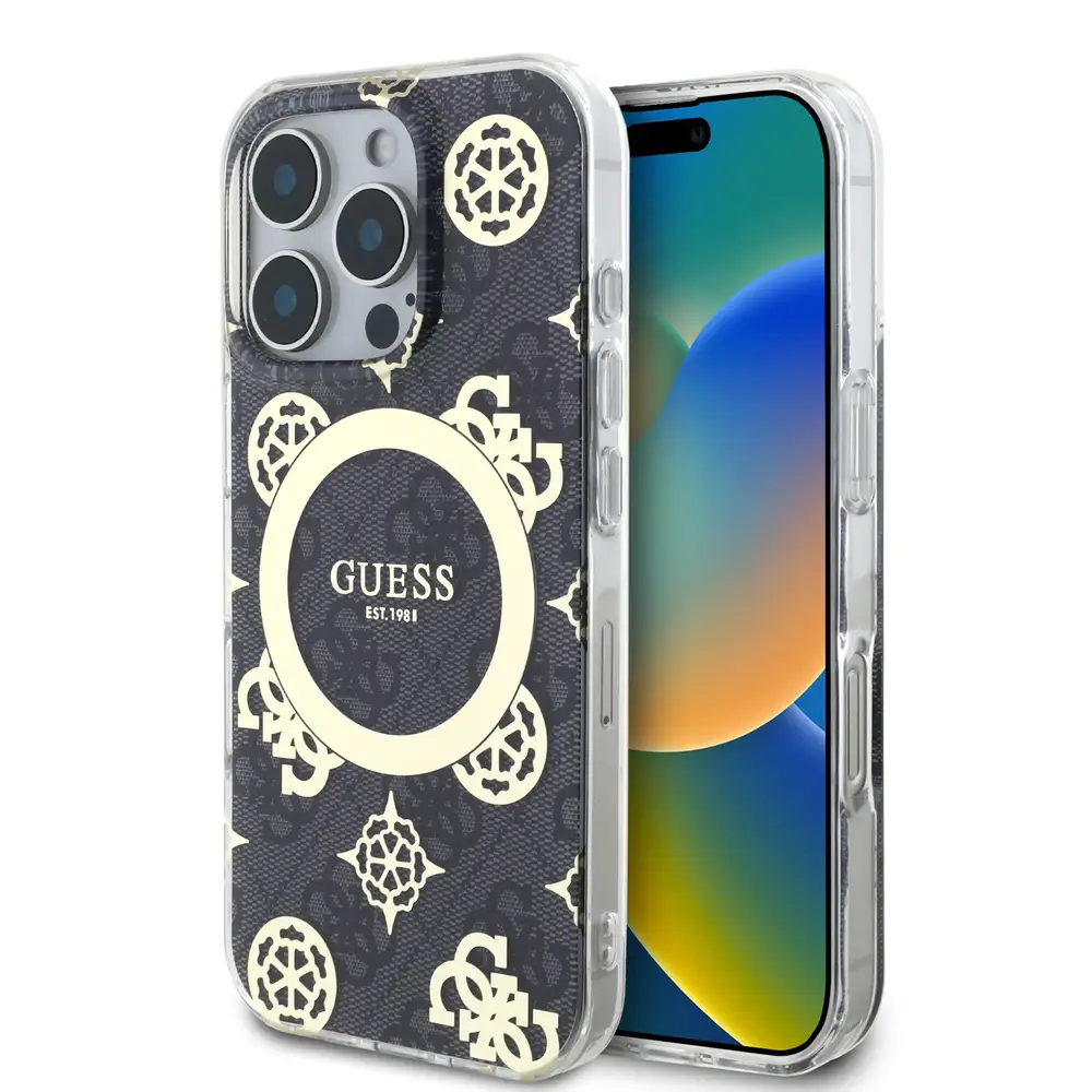 Guess iPhone 16 Pro Max MagSafe Peony Case Black
