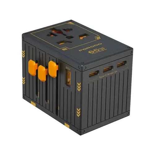 فيش جداري للسفر 65 واط GaN مع 4 منافذ Type-C ومنفذ USB من برودو