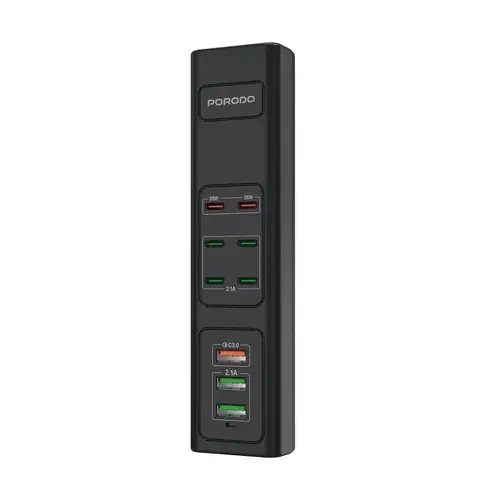 موزع شحن USB متعدد المنافذ بقوة 85 واط من بورودو أسود