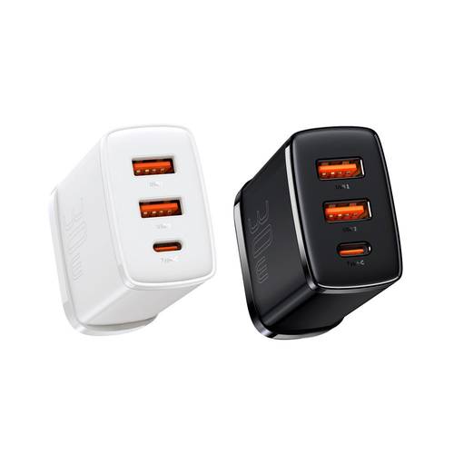 فيش جداري بيسوس 30 واط منفذين USB + منفذ تايب سي