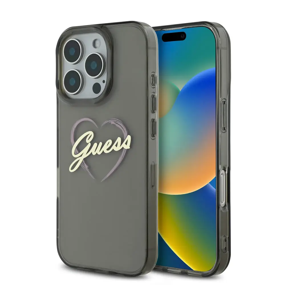 Guess Heart Logo Case for iPhone 16 Pro Max Black