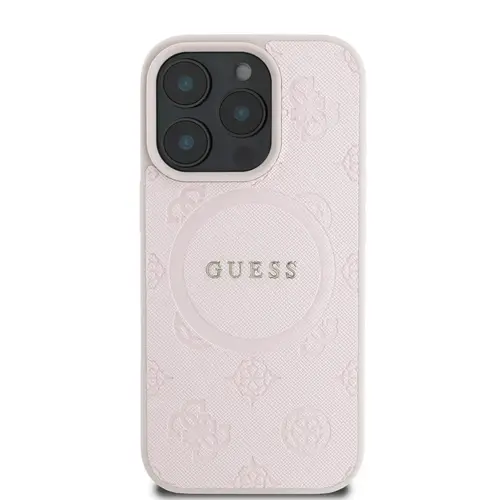 كفر Guess آيفون 16 برو ماكس شعار كلاسيكي وزهور الفاوانيا