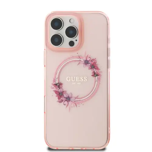 كفر Guess آيفون 16 برو ماكس ماج سيف تصميم إكليل الزهور