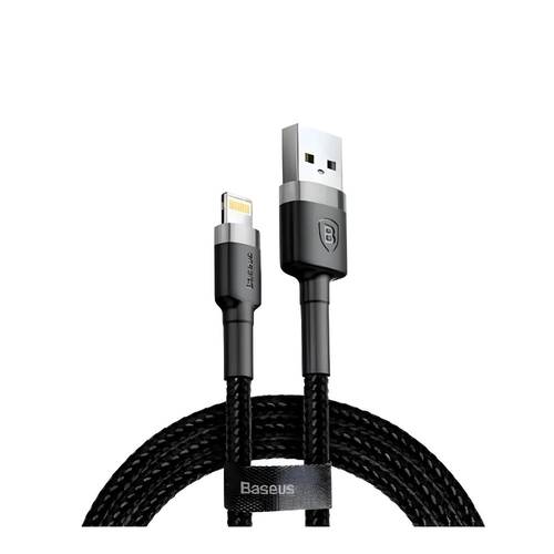 كابل ايفون USB قماش 2 متر أسود بيسوس