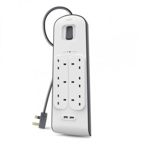 توصيلة كهربائية 6 مخارج ومنفدين شحن USB سلك 2 متر بيلكن